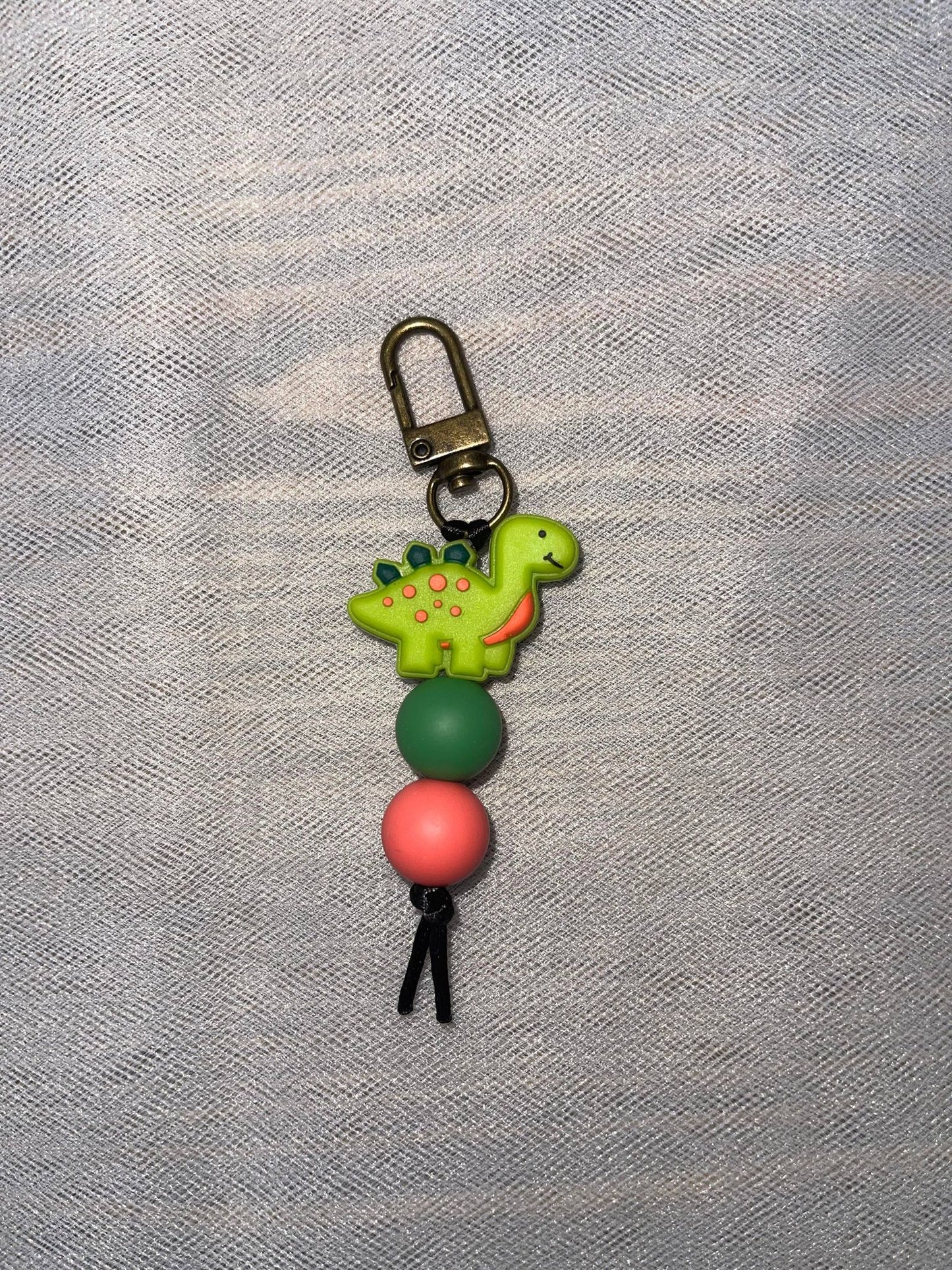 Green Dino Zipper Pull
