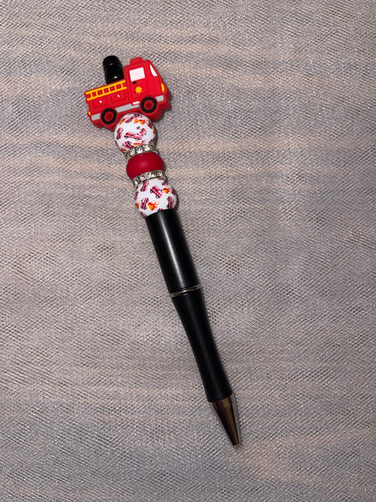 Fire Truck Beaded Pen