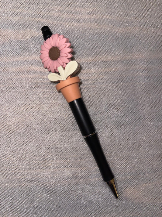 Dusty Pink Potted Flower Beaded Pen