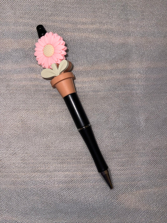 Pink Potted Flower Beaded Pen