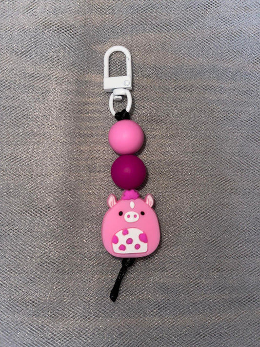 Pink Chubby Cow Zipper Pull