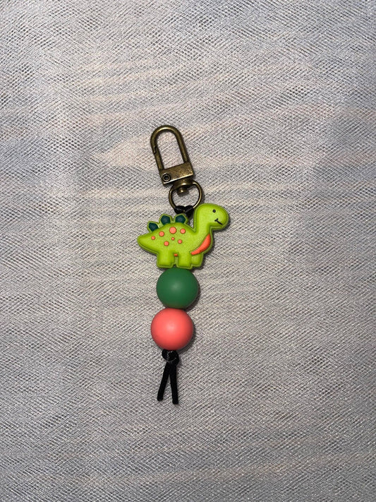 Green Dino Zipper Pull