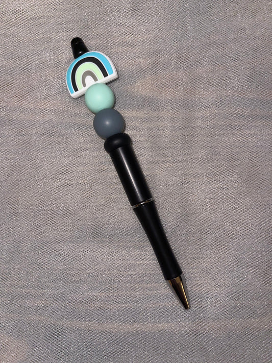 Minty Rainbow Beaded Pen