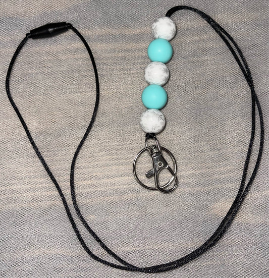 Aqua Snowflakes Lanyard