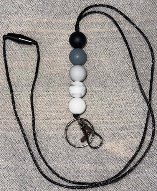 Black to White Ombré Lanyard