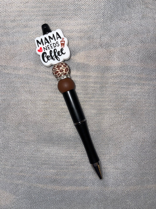 Mama Needs Coffee Beaded Pen