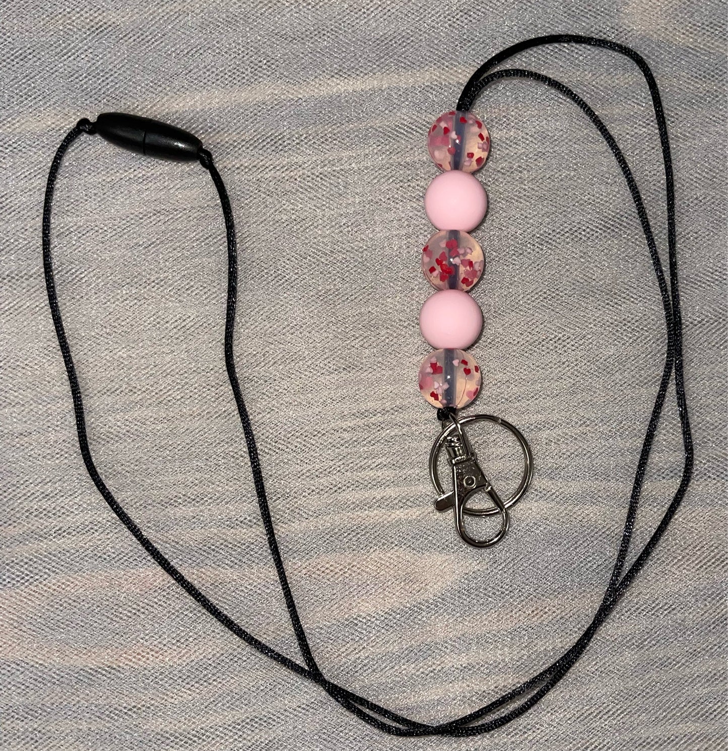 Pink & Heart Confetti Lanyard