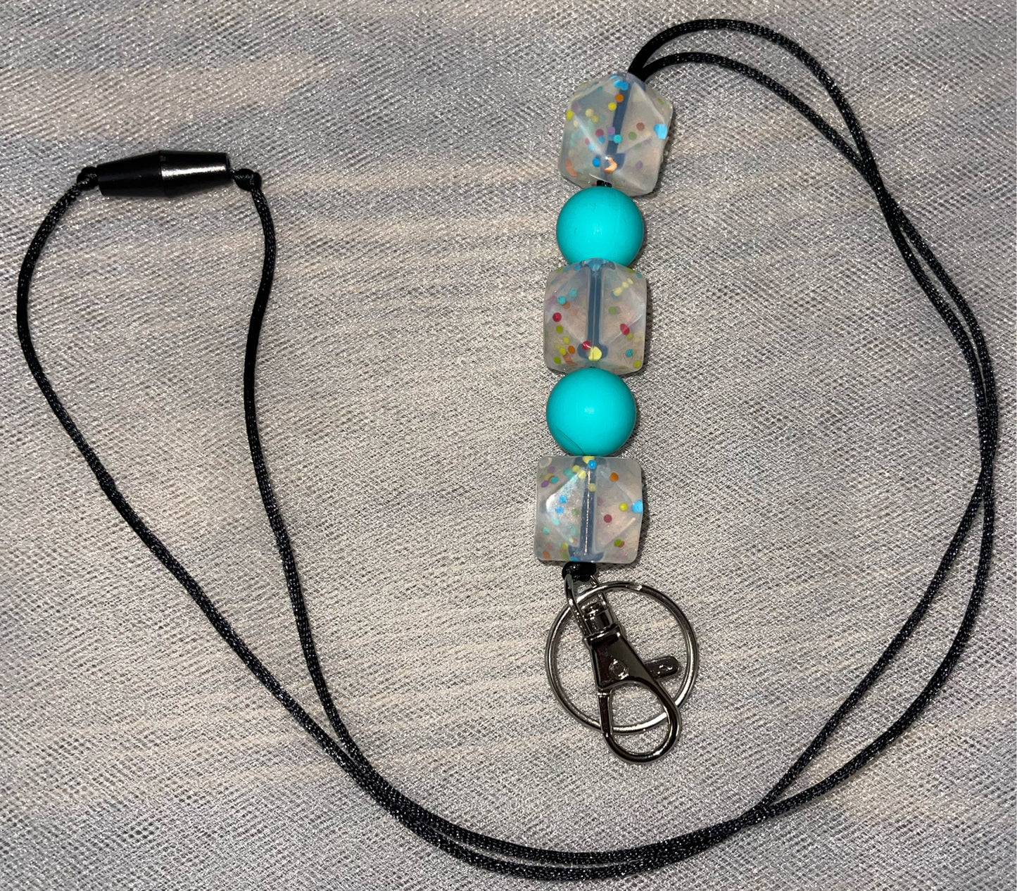 Aqua Confetti Lanyard