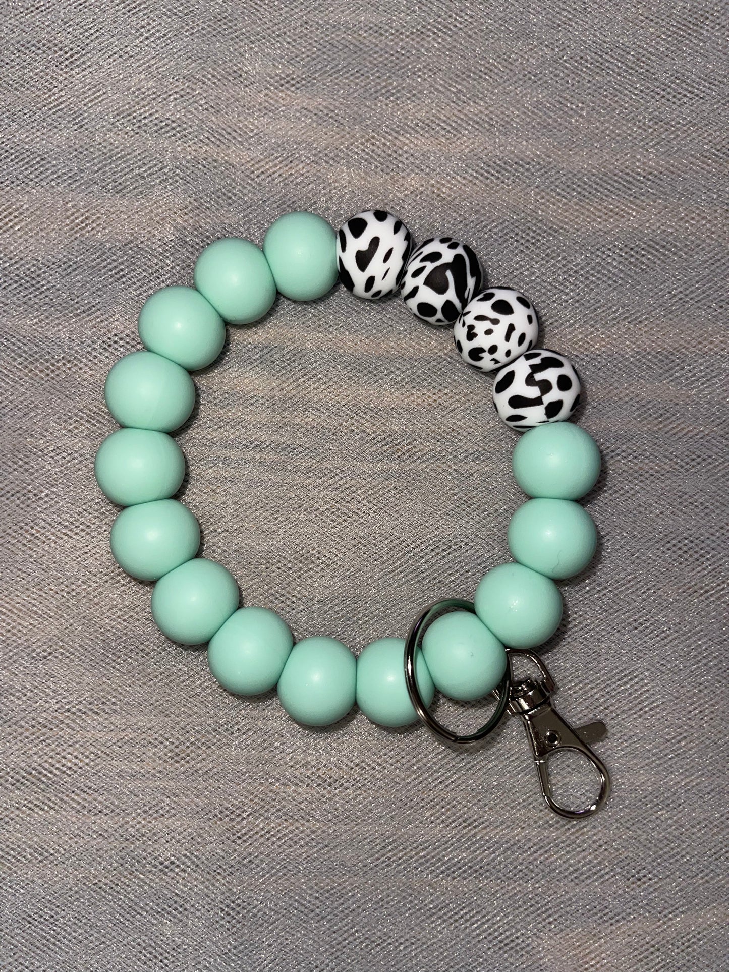 Mint Cow Keychain Wristlet S/M - 18 beads