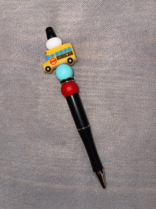 School Bus Beaded Pen