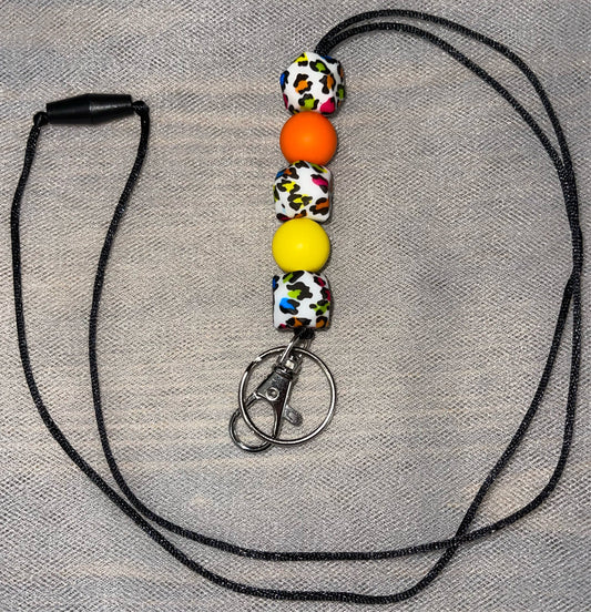 Orange & Yellow Bright Leopard Lanyard