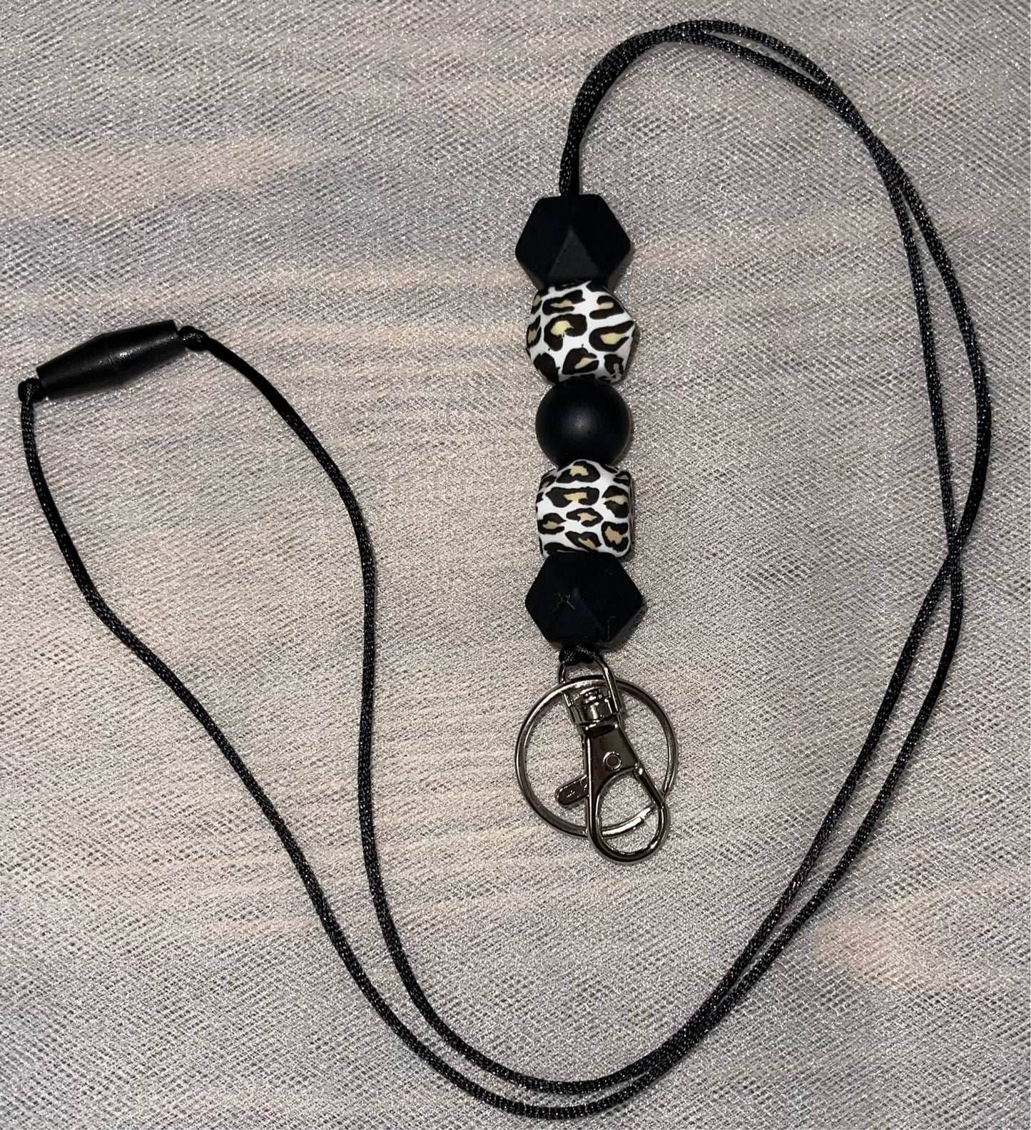 Black Hexagon Animal Print Lanyard